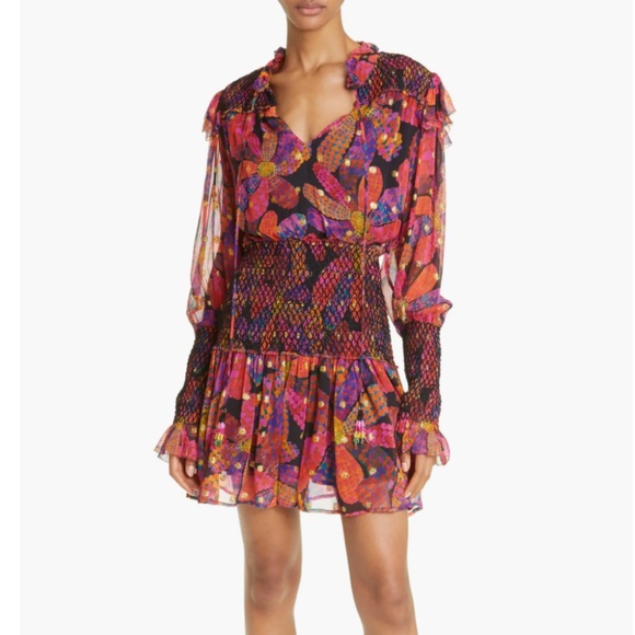 NWT $295 FARM RIO Heart Daisy Metallic Dot Long Sleeve Minidress in size Small! - Picture 2 of 8